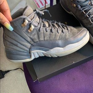 Jordan 12s all grey with gold